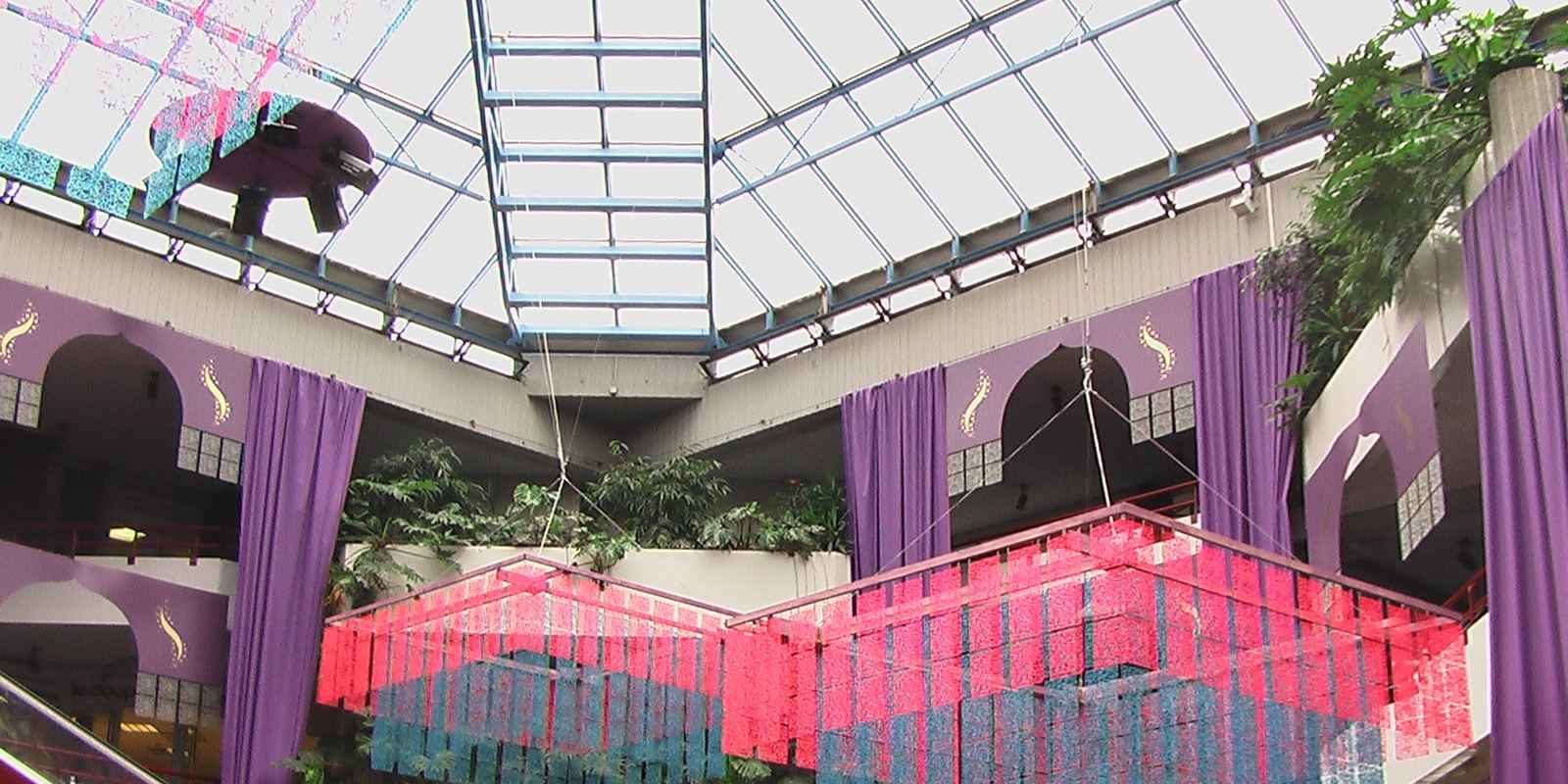 The atrium of the Bonlieu centre decorated for the Annecy animation festival