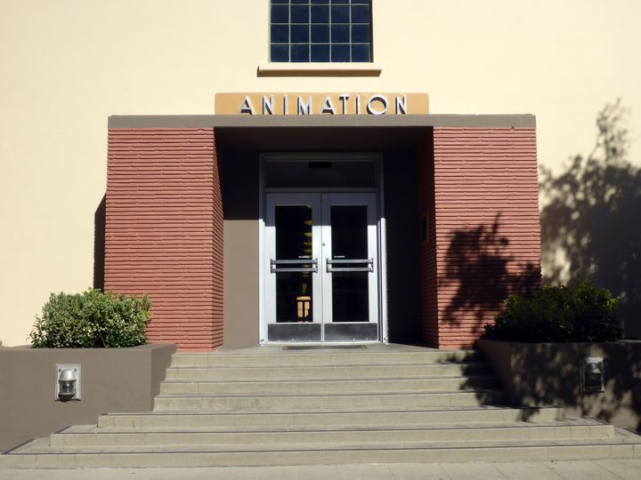 The entrance of the original Animation Building at the Walt Disney Studios in Burbank, California
