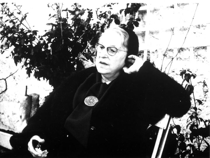 Lotte Reiniger at work with her silhouette figures in London in 1970
