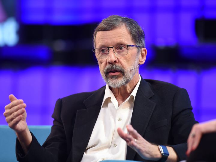 Pixar co-founder Ed Catmull speaking on stage at Web Summit in 2015