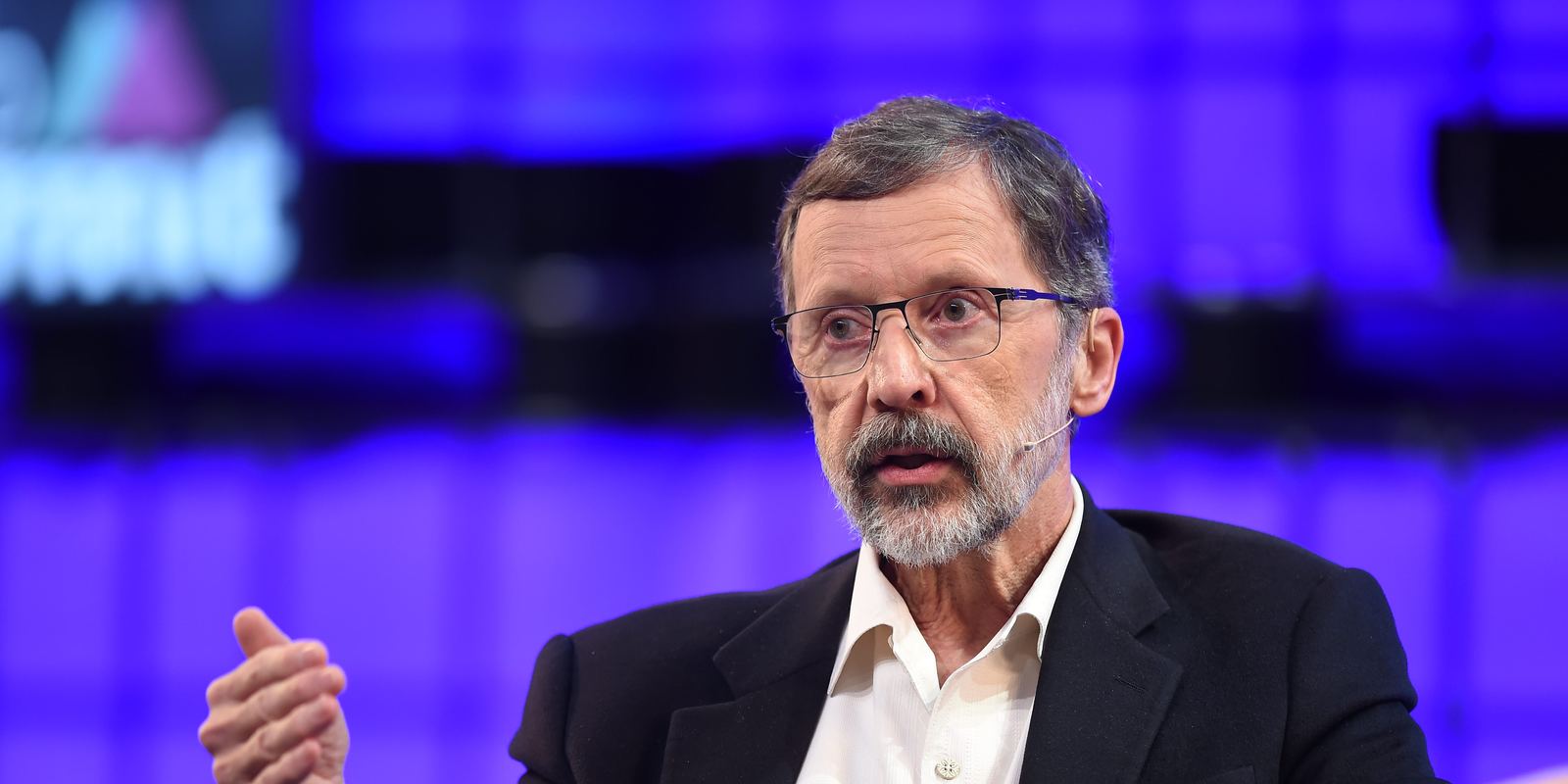 Pixar co-founder Ed Catmull speaking on stage at Web Summit in 2015